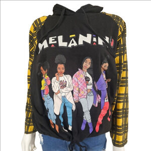 On Fire Melanin Long Sleeve Hooded Tee Size 1X  (Juniors)